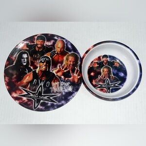 VINTAGE Zak Designs WCW  Tableware Wrestling Plate And Bowl WWF